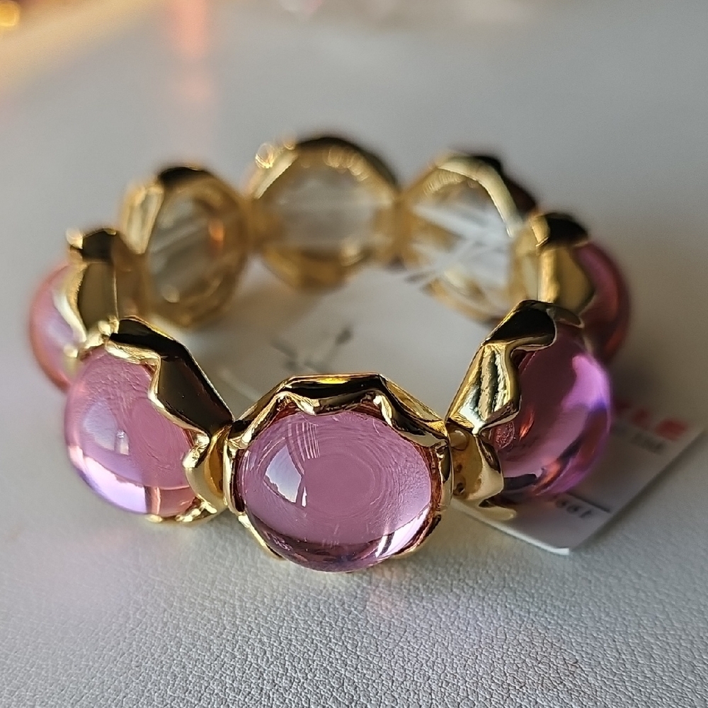 Women's Gold and Rose Stone Stretch Bracelet